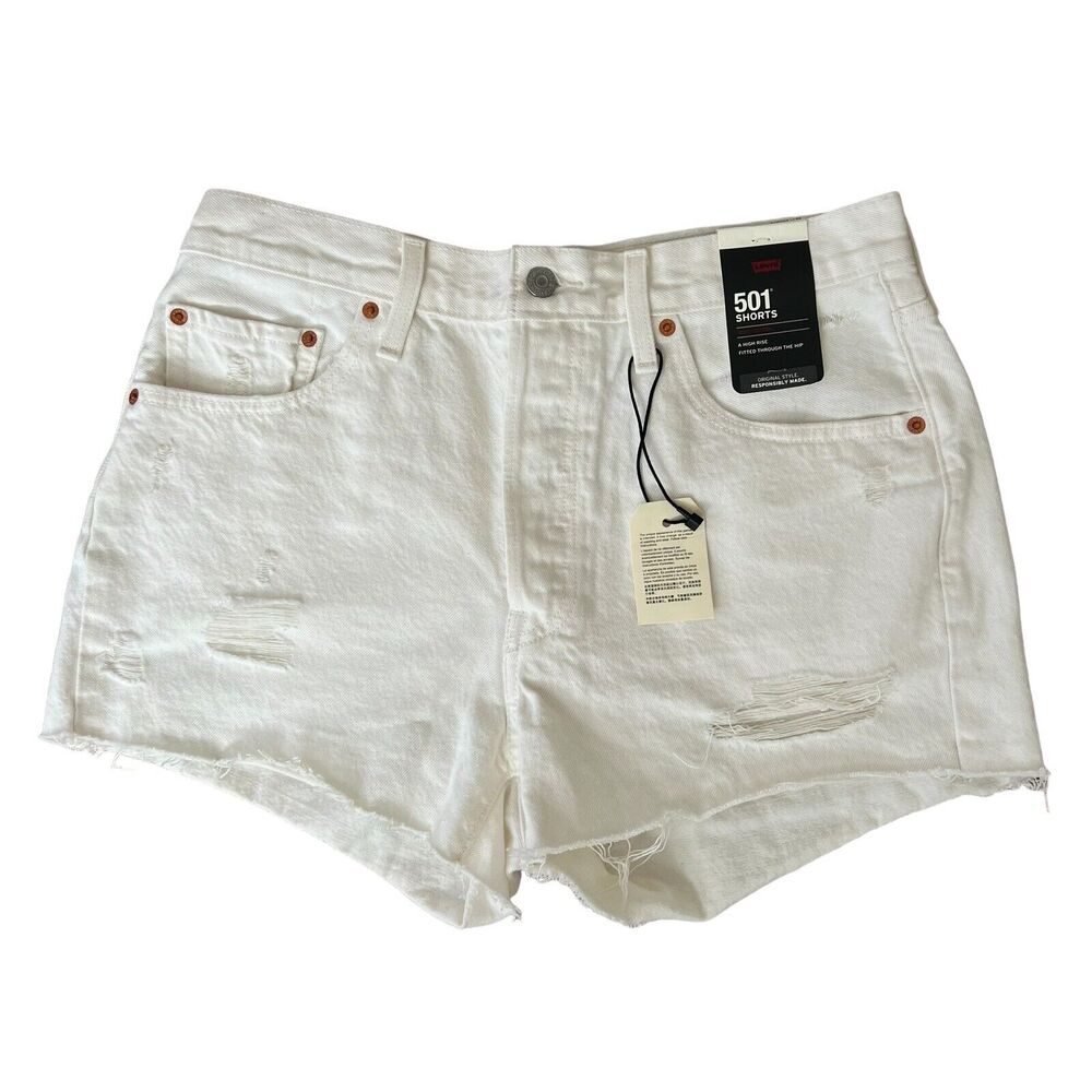 Levi's Premium 501 Button-Fly Big E High Rise Waterless Denim Shorts - Sz 31 NWT